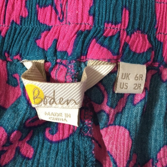 Boden Green Pink Floral Batik Capri Pants Womens 2R Pull‎ On Cropped - Picture 8 of 10